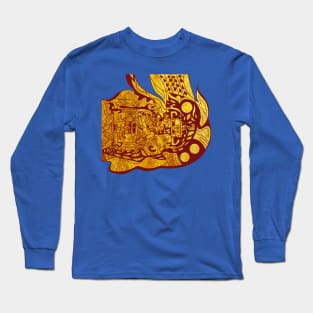 golden mayan astronaut in flame ecopop ship Long Sleeve T-Shirt